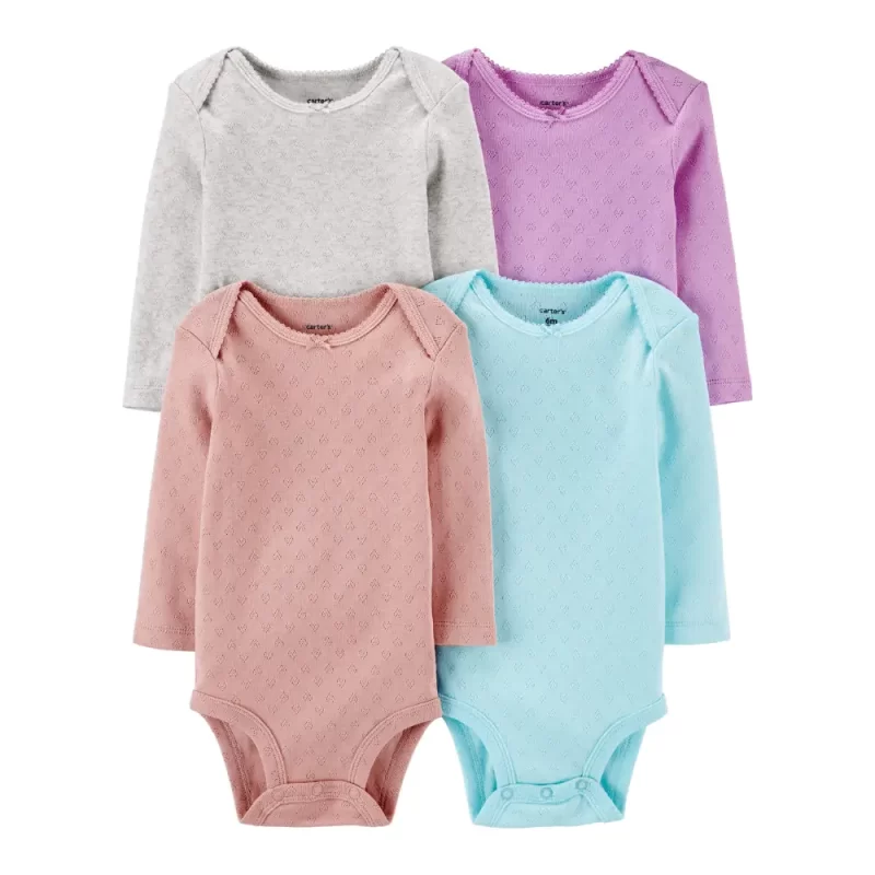 Kit Body Bebê Carter's 4 Peças - Liso Multicor