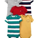 Kit Body Bebê Carter's 5 Peças - Listras Multicor