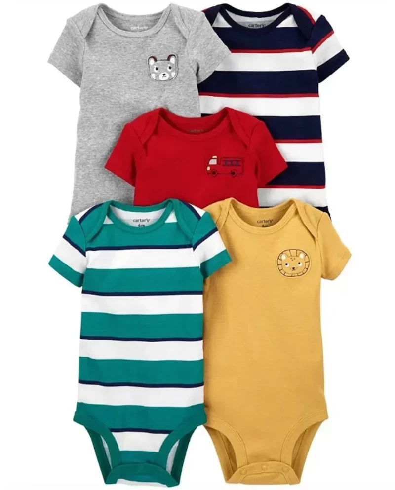 Kit Body Bebê Carter's 5 Peças - Listras Multicor