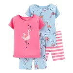 Kit Pijama Infantil Carter's 4 peças - Flamingos