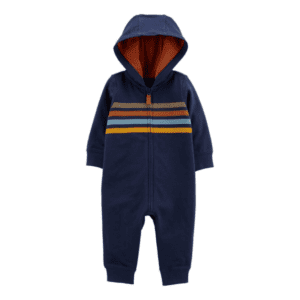 Macacão Bebê Carter's - Azul Marinho Listras com Capuz