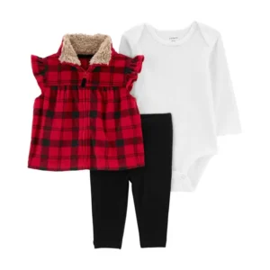 Conjunto Bebê Carter's 3 Peças - Colete Xadrez