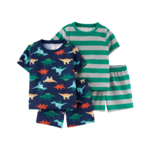 Kit Pijama Infantil Carter's 4 peças - Dinossauros e Listras